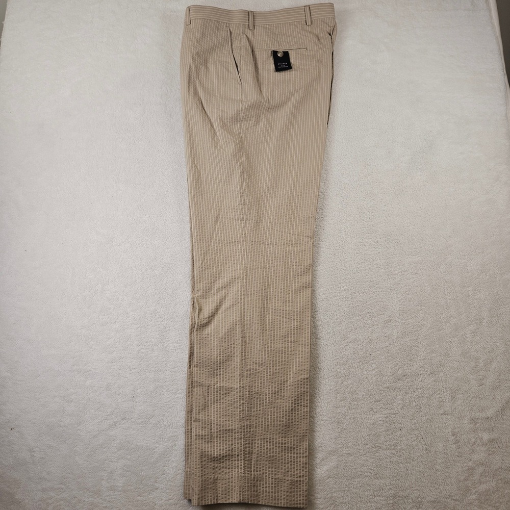 Axcess Claiborne Mens Seersucker Suit Separate Pants Tan White Pinstripe 36x32
